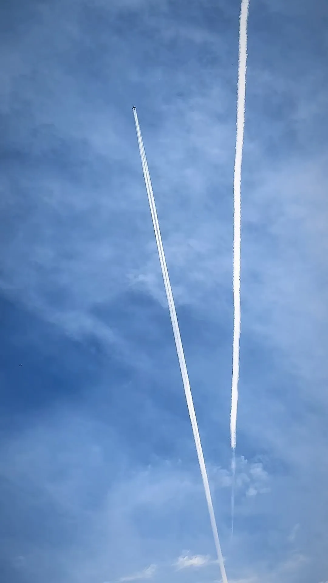 夏の終わりの空に飛行機雲✈️☁️